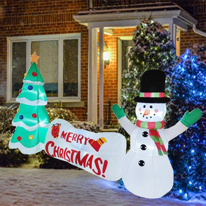 3M inflatable snowman Christmas tree Christmas Merry banner with built-in LED for outdoor yard decoration during Christmas